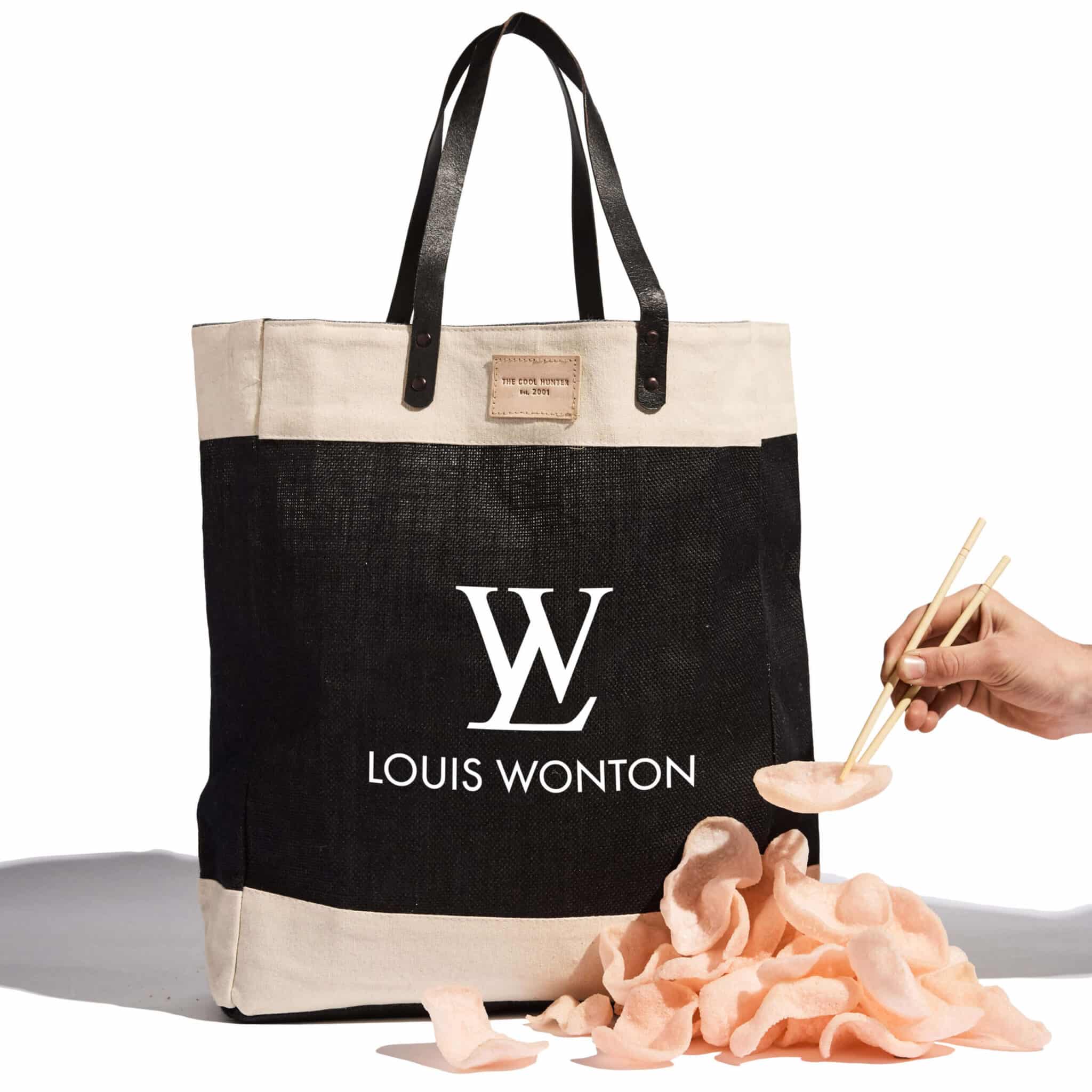 Louis Wonton Natural Luxury Funny Fake Brand Reusable Tote Bag 